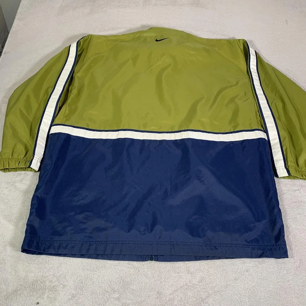 Vintage Nike Jacket Youth XL 18‎ Green Navy Colorblock Windbreaker Full Zip 90s